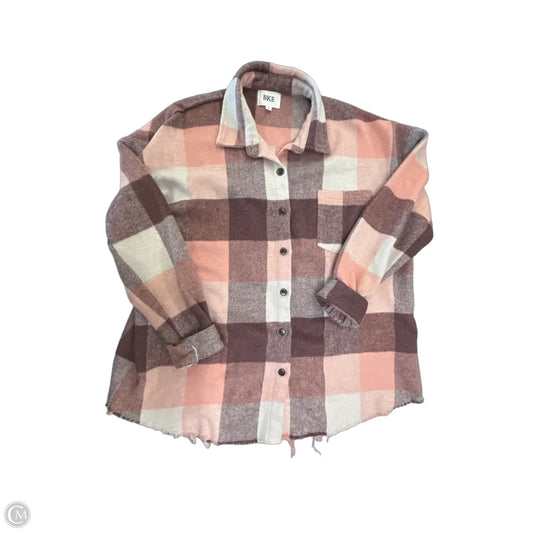 Jacket Shirt By Bke In Pink, Size: L