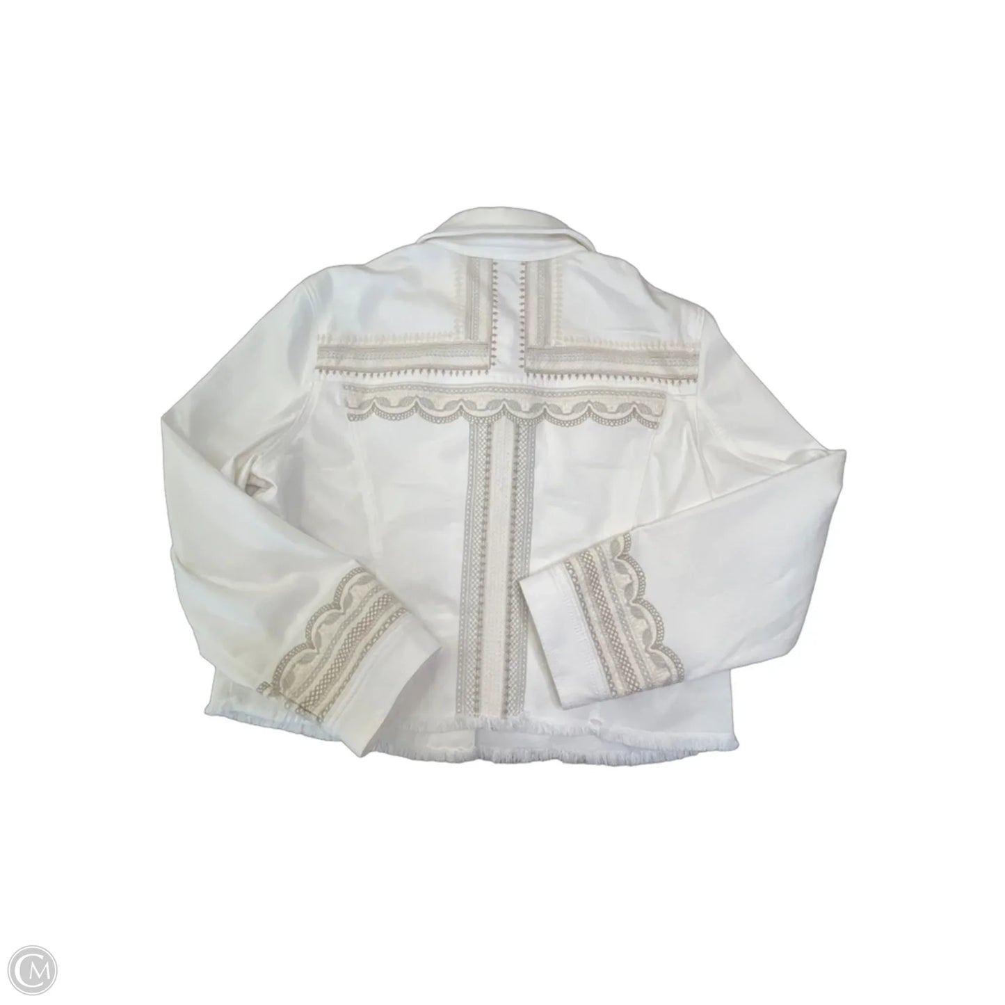 Jacket Denim By Chicos In White Denim, Size: L