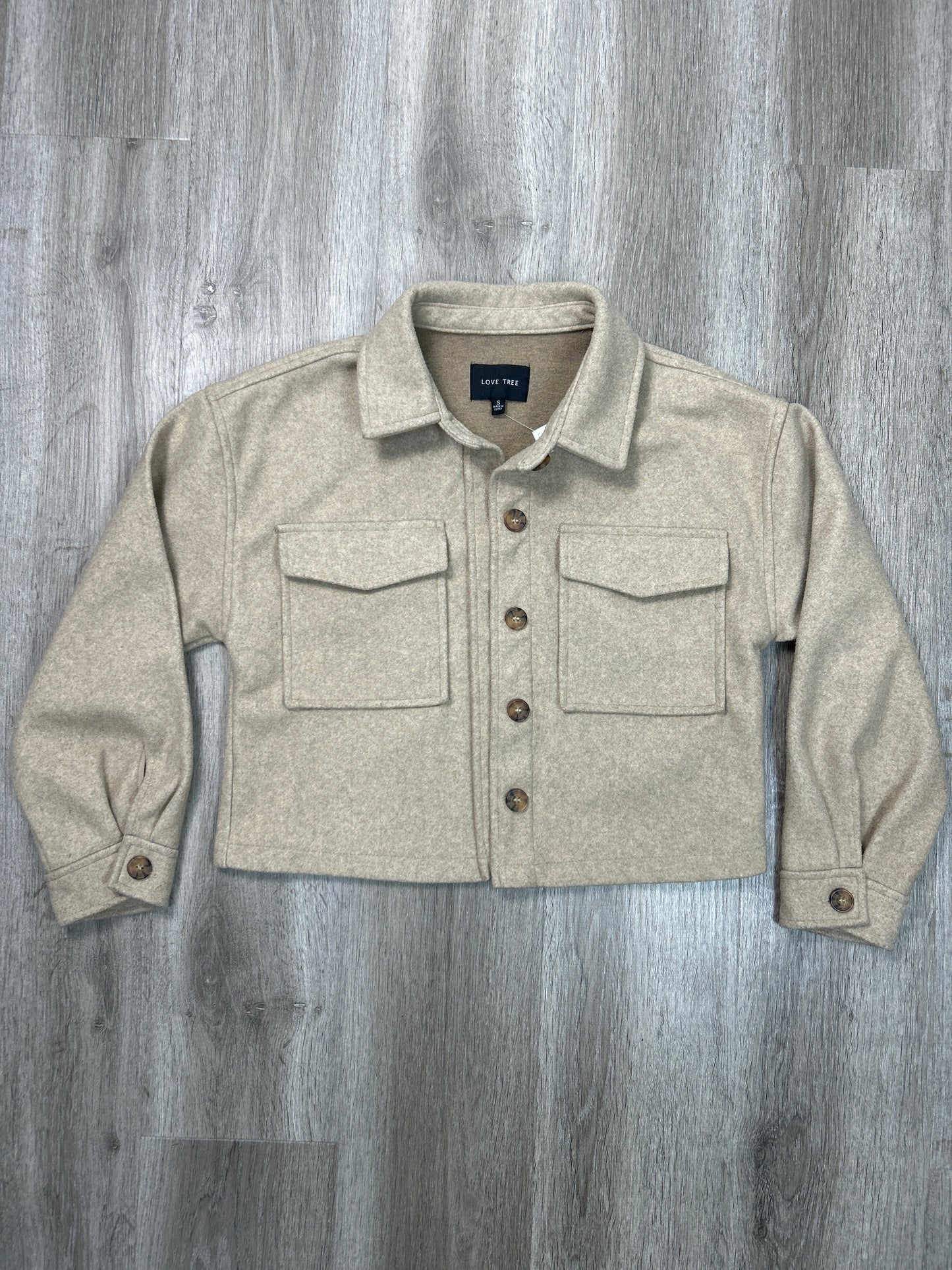 Jacket Shirt By Love Tree In Tan, Size: S