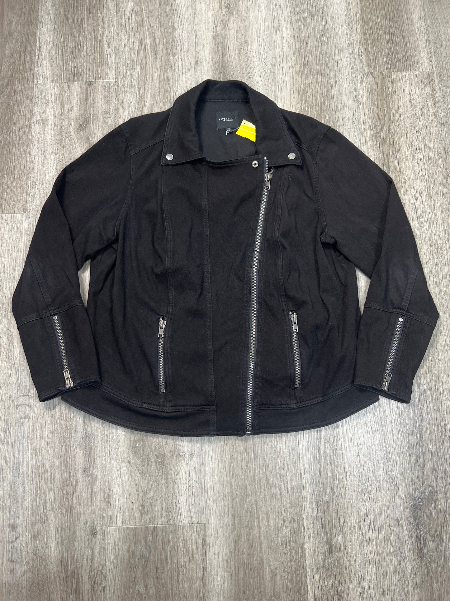 Jacket Moto By Liverpool In Black, Size: 2x