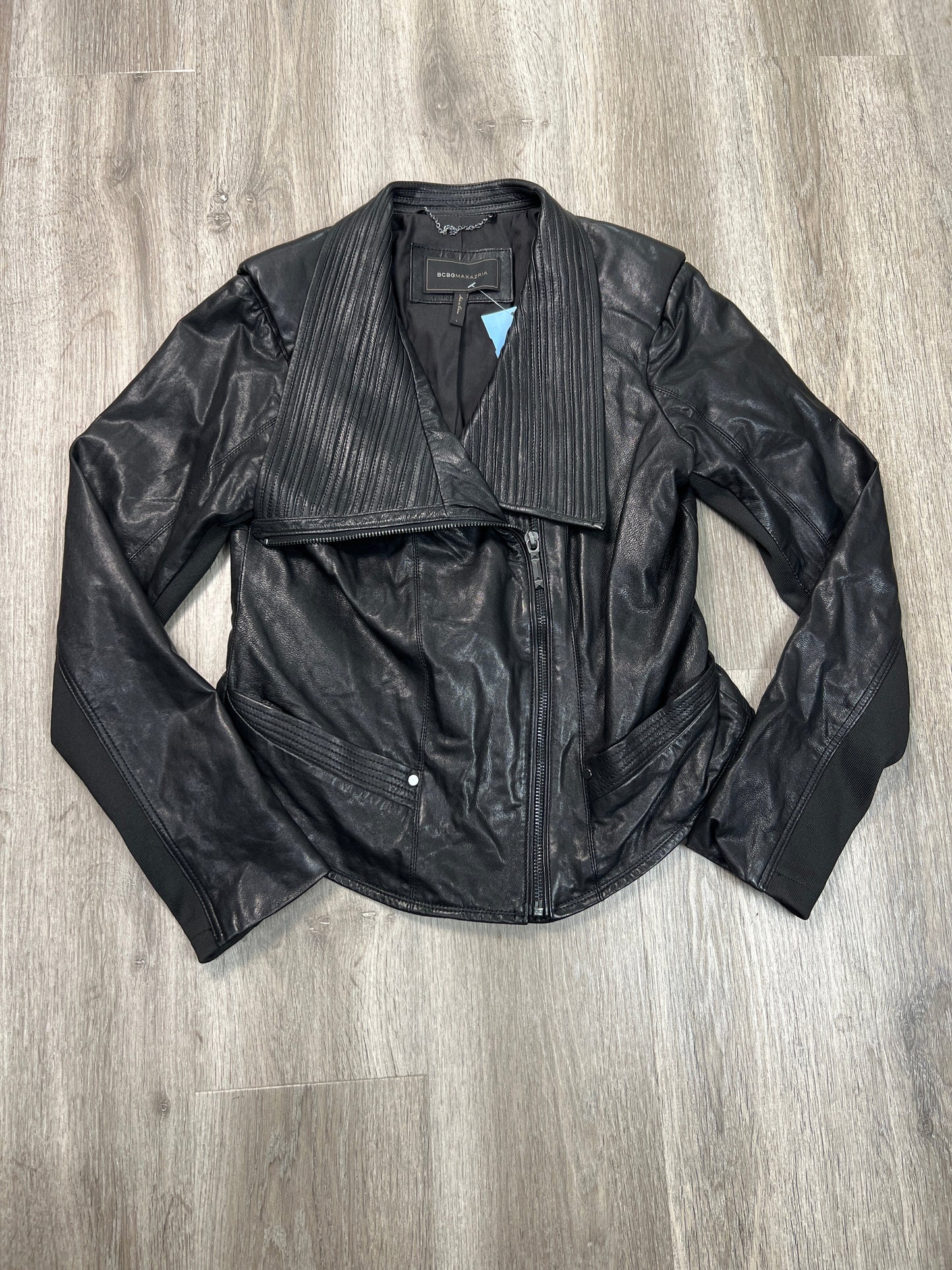 Jacket Leather By Bcbgmaxazria In Black, Size: L