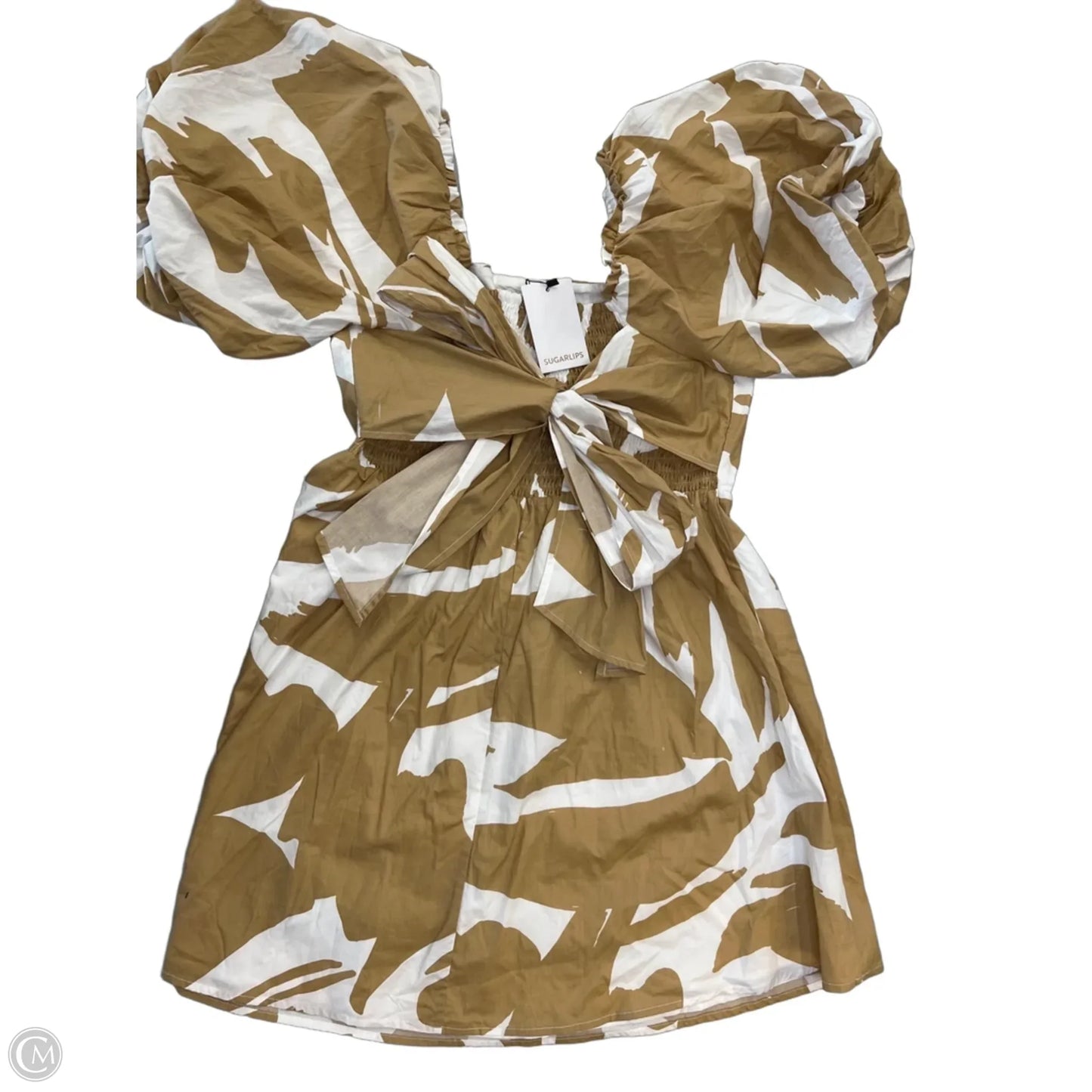 Dress Casual Short By Sugar Lips In Tan & White, Size: L