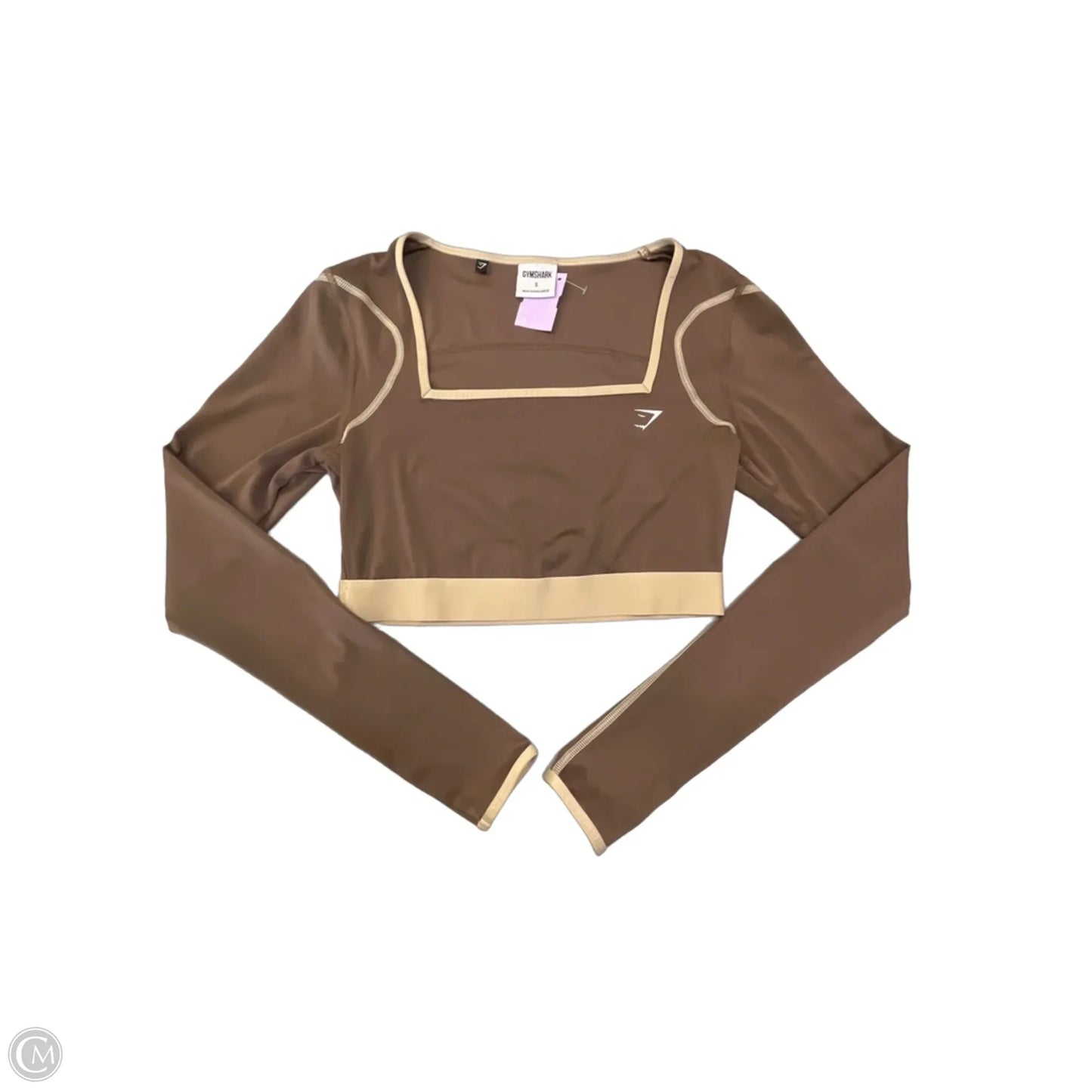 Athletic Top Long Sleeve Collar By Gym Shark In Brown, Size: S