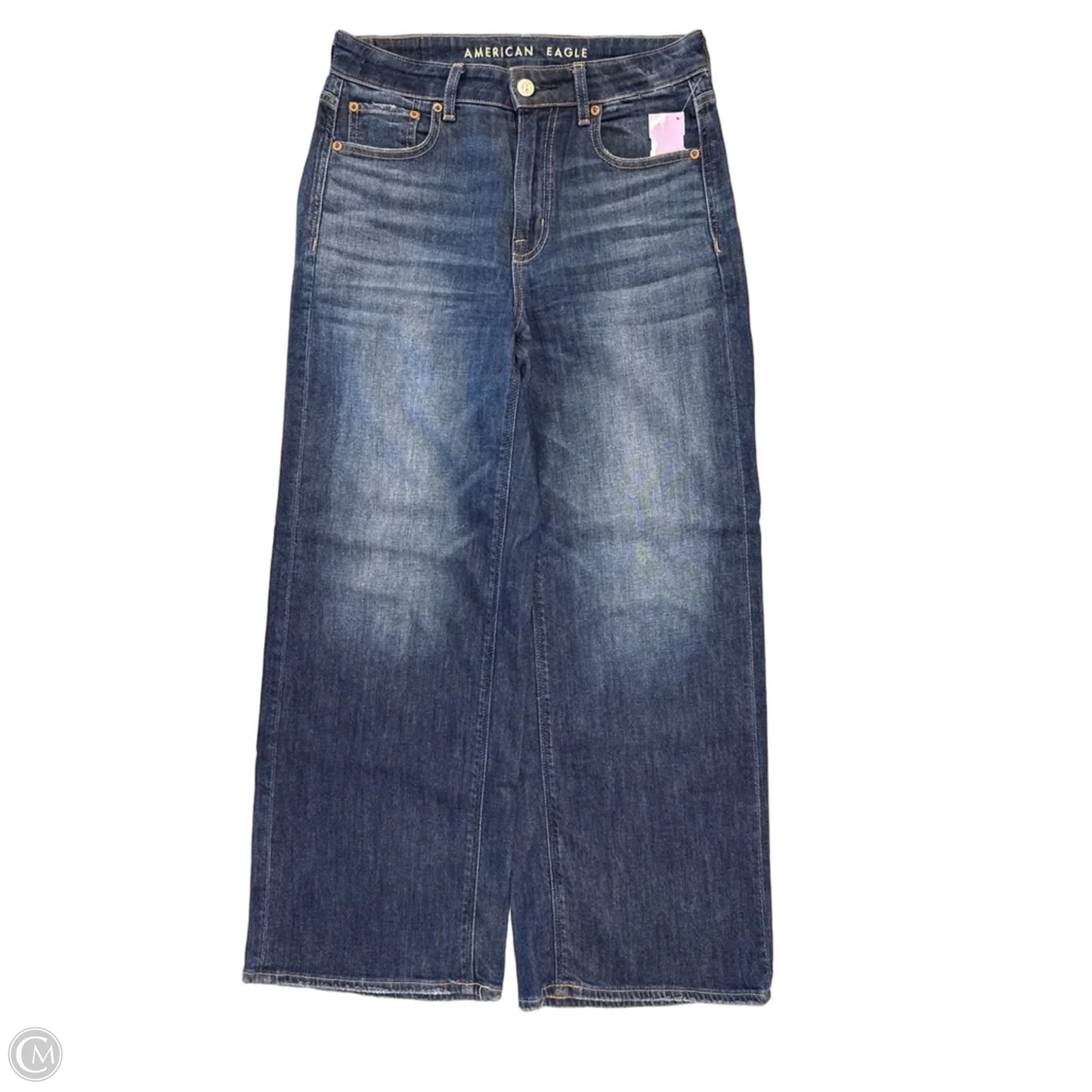 Jeans Wide Leg By American Eagle In Blue Denim, Size: 0