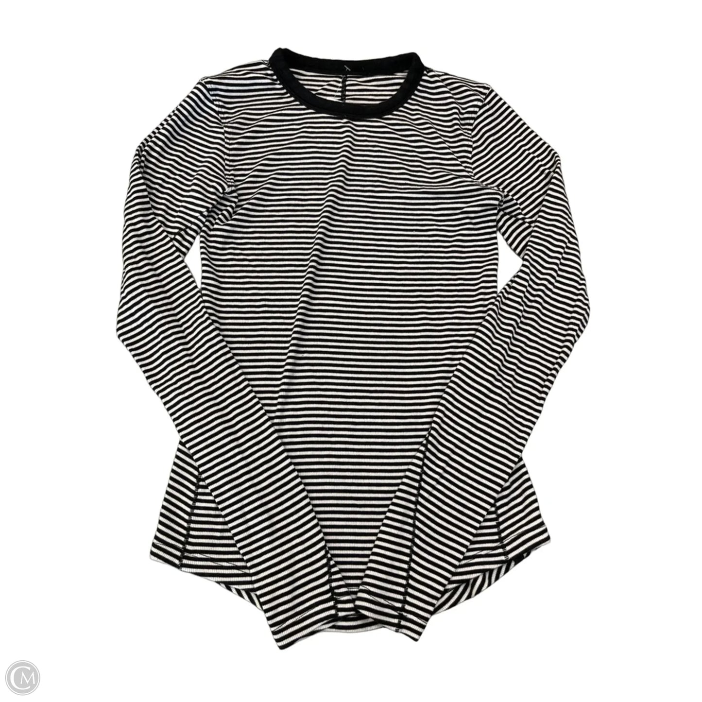 Athletic Top Long Sleeve Collar By Lululemon In Striped Pattern, Size: S