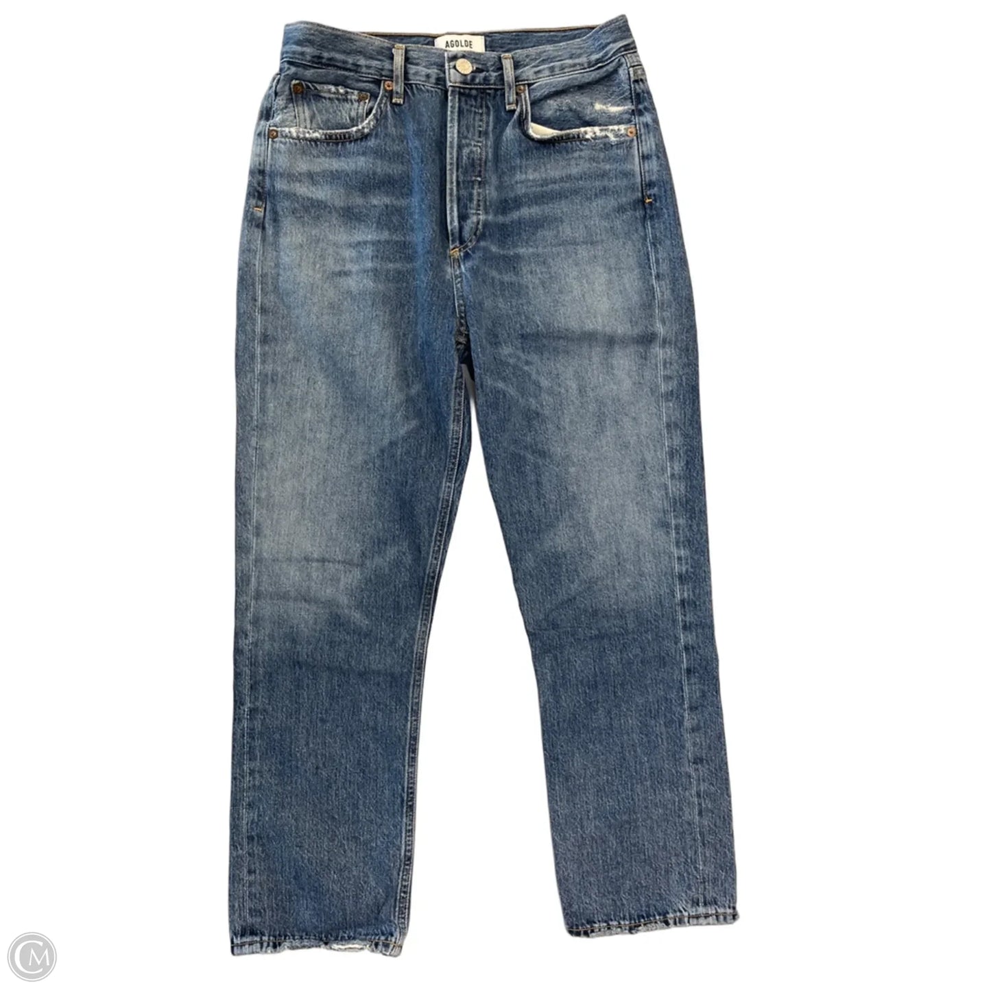 Jeans Straight By Agolde In Blue Denim, Size: 4