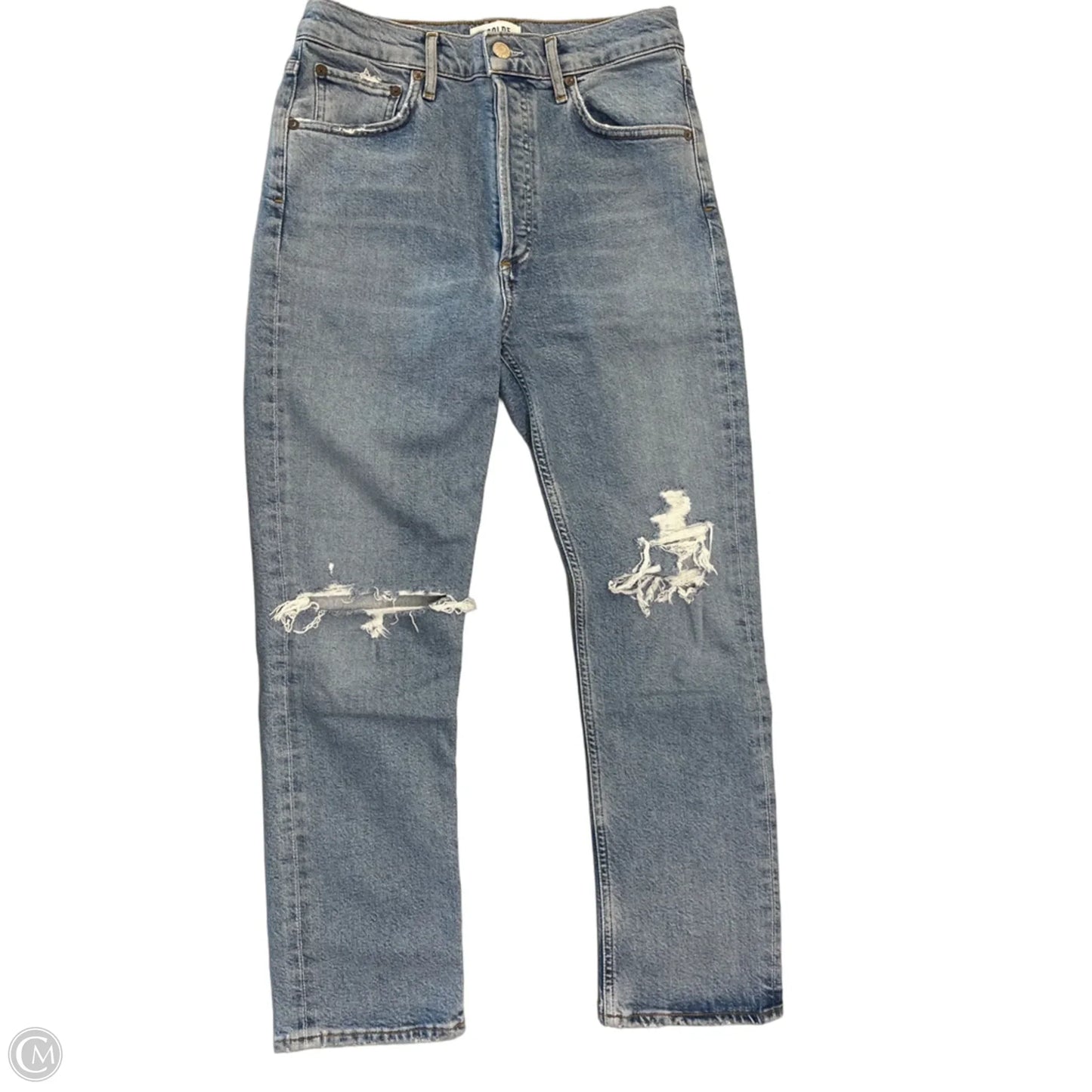 Jeans Straight By Agolde In Blue Denim, Size: 4