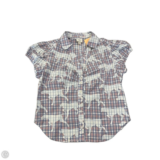 Top Short Sleeve By Maeve In Plaid Pattern, Size: M