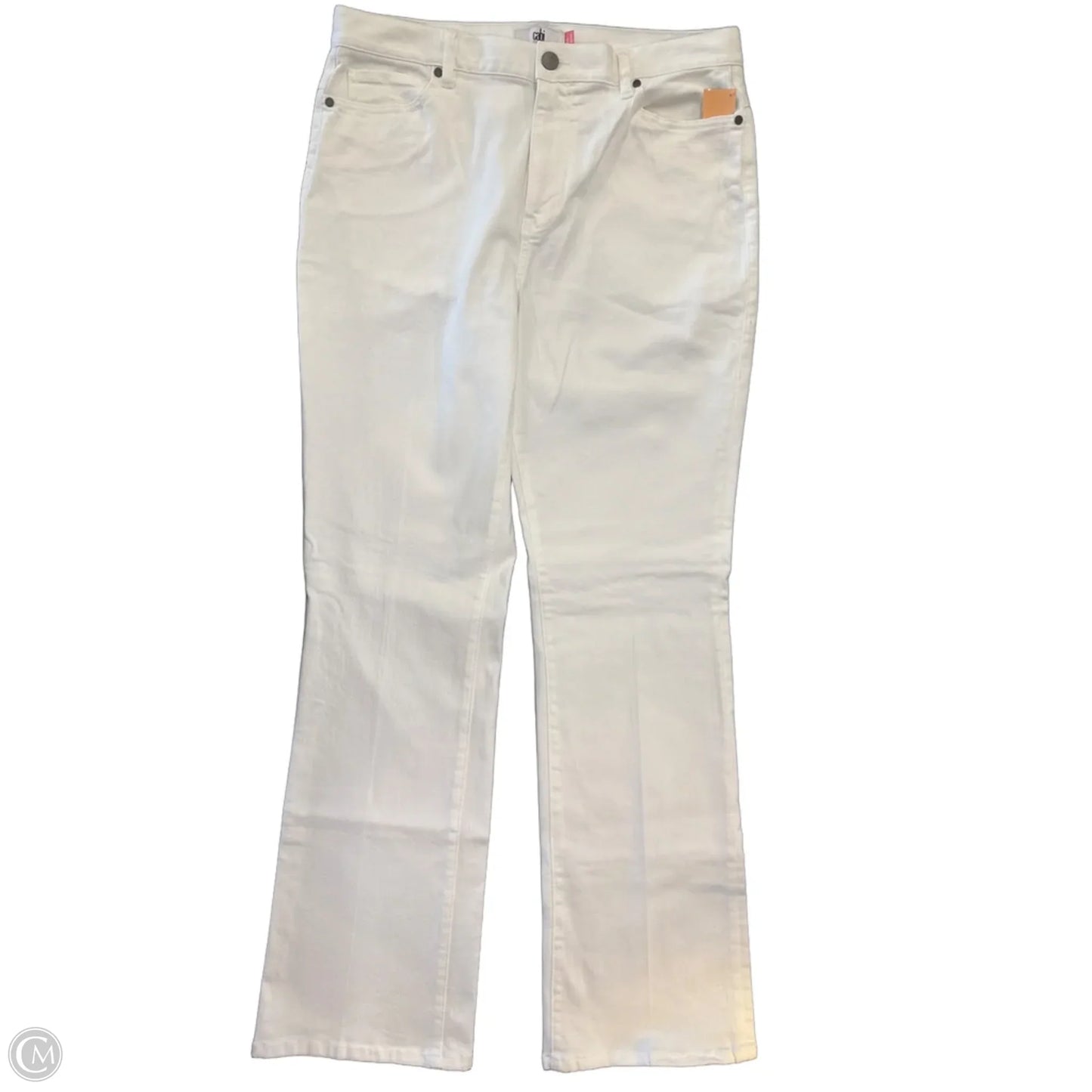 Jeans Boot Cut By Cabi In White Denim, Size: 12