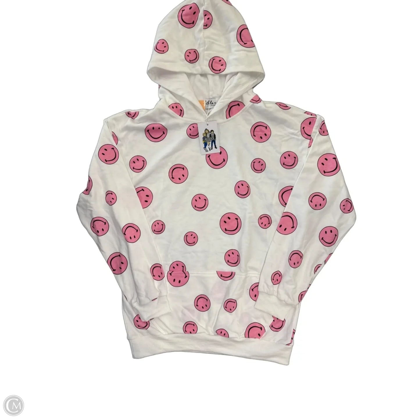 Sweatshirt Hoodie By Lola In Pink & White, Size: L