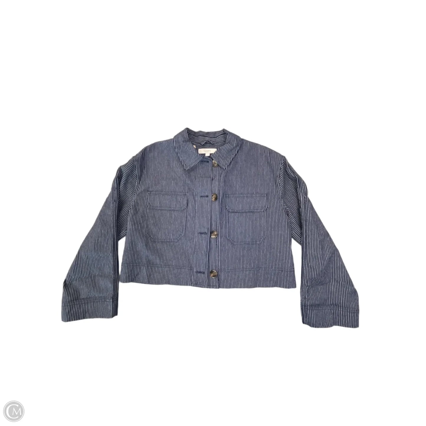 Jacket Denim By Loft In Striped Pattern, Size: M