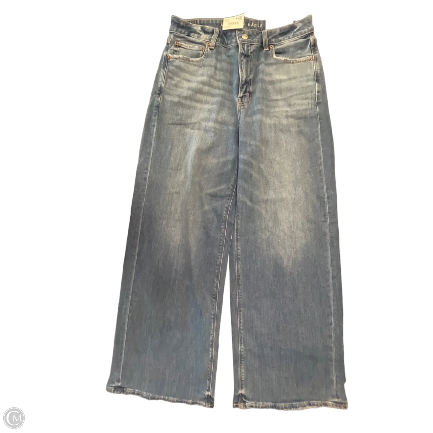 Jeans Wide Leg By American Eagle In Blue Denim, Size: 8