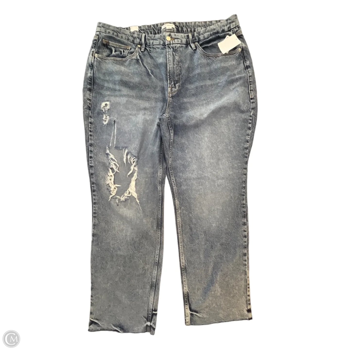 Jeans Straight By Good American In Blue Denim, Size: 18