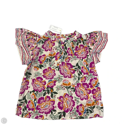 Top Short Sleeve By Nicole Miller In Floral Print, Size: S