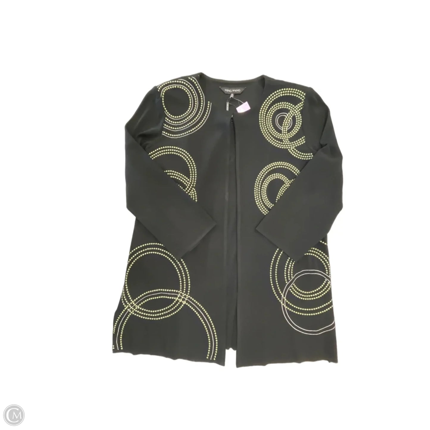 Cardigan By Ming Wang In Black & Yellow, Size: Xl