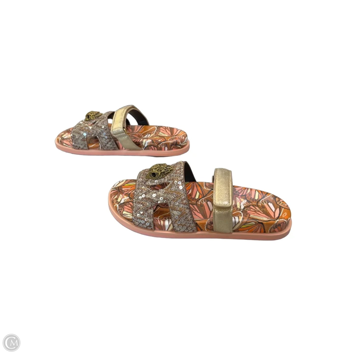 Sandals Designer By Kurt Geiger In Gold & Pink, Size: 10