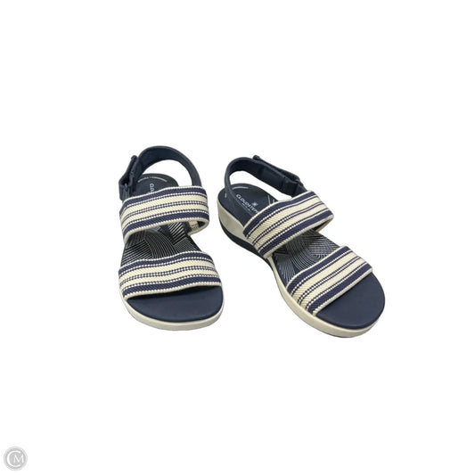 Sandals Flats By Clarks In Blue & Cream, Size: 6.5