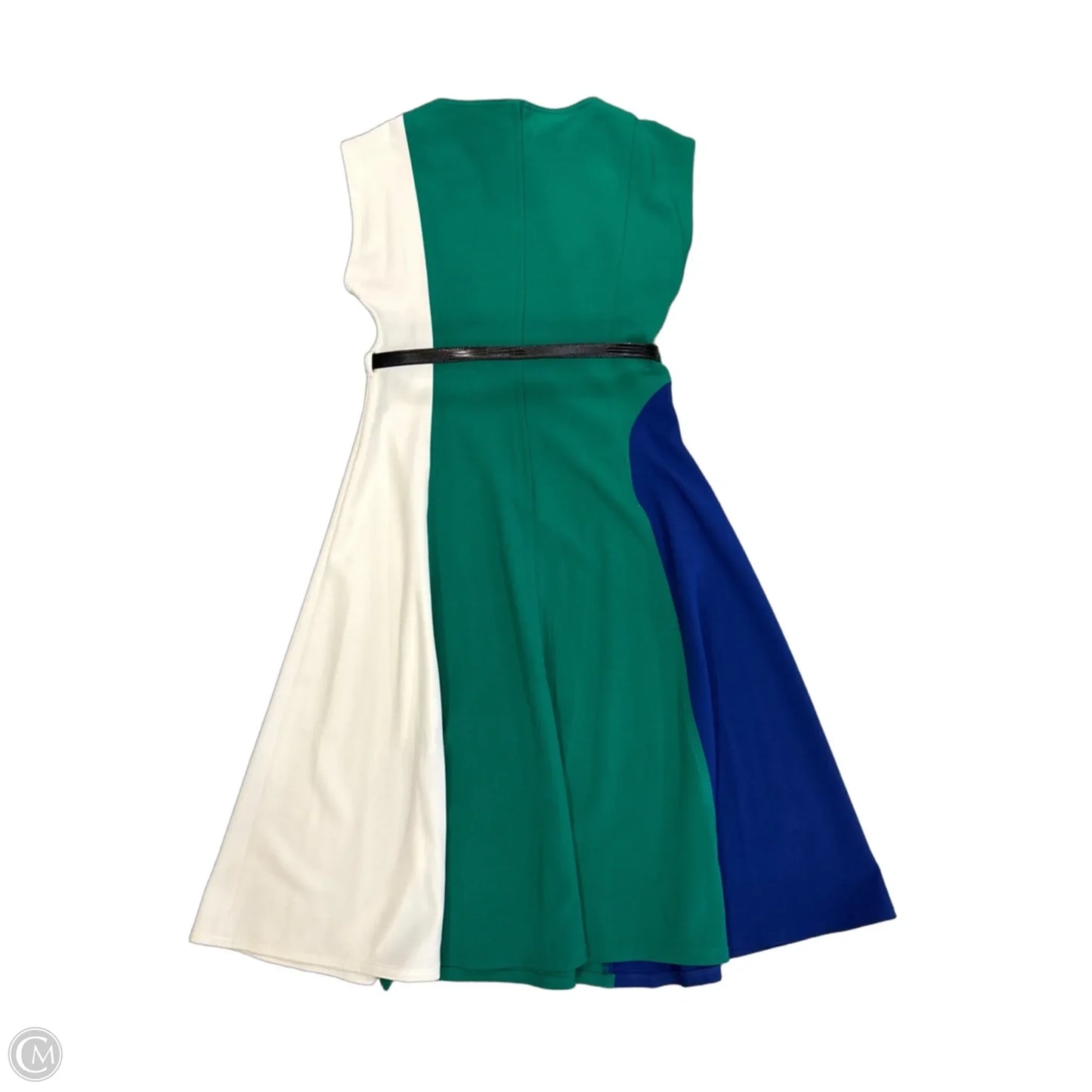 Dress Casual Midi By Donna Karan In Blue & Green, Size: L