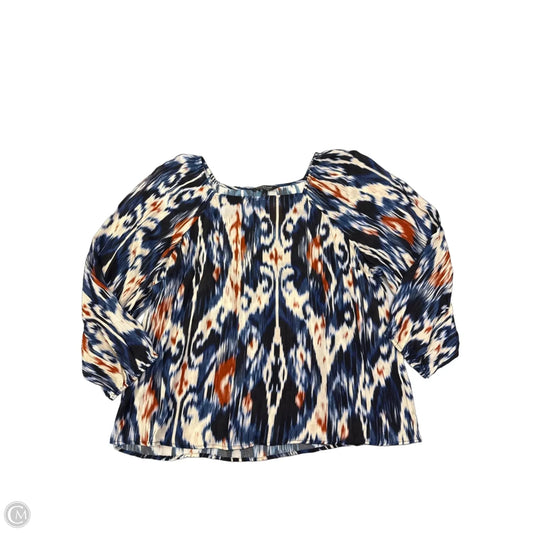 Top Long Sleeve By Liverpool In Blue & Cream, Size: Xl