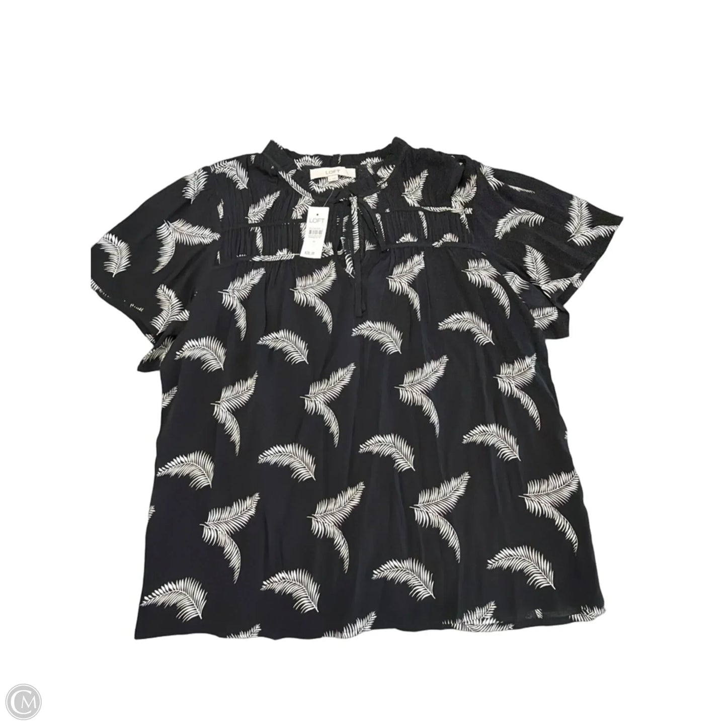 Blouse Short Sleeve By Loft In Black, Size: M