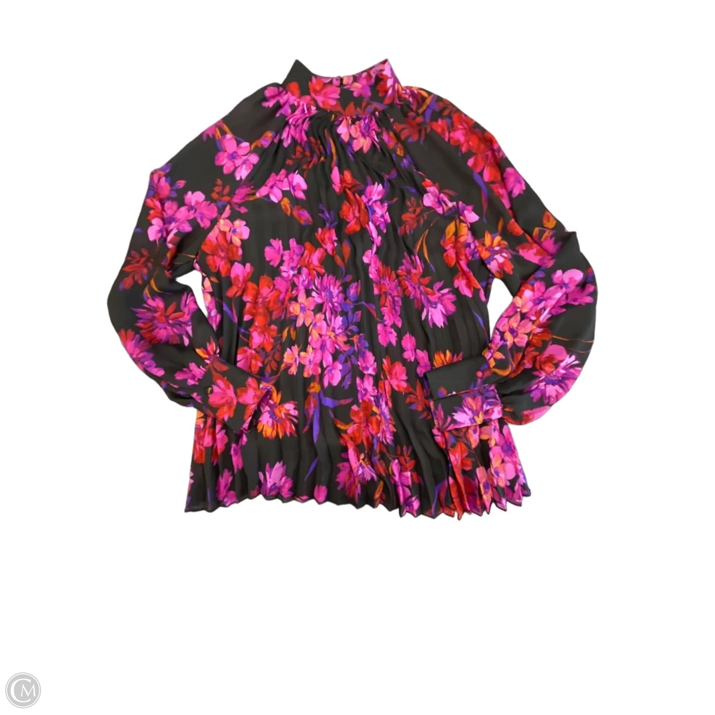 Blouse Long Sleeve By Floral & Ivy In Black & Pink, Size: S
