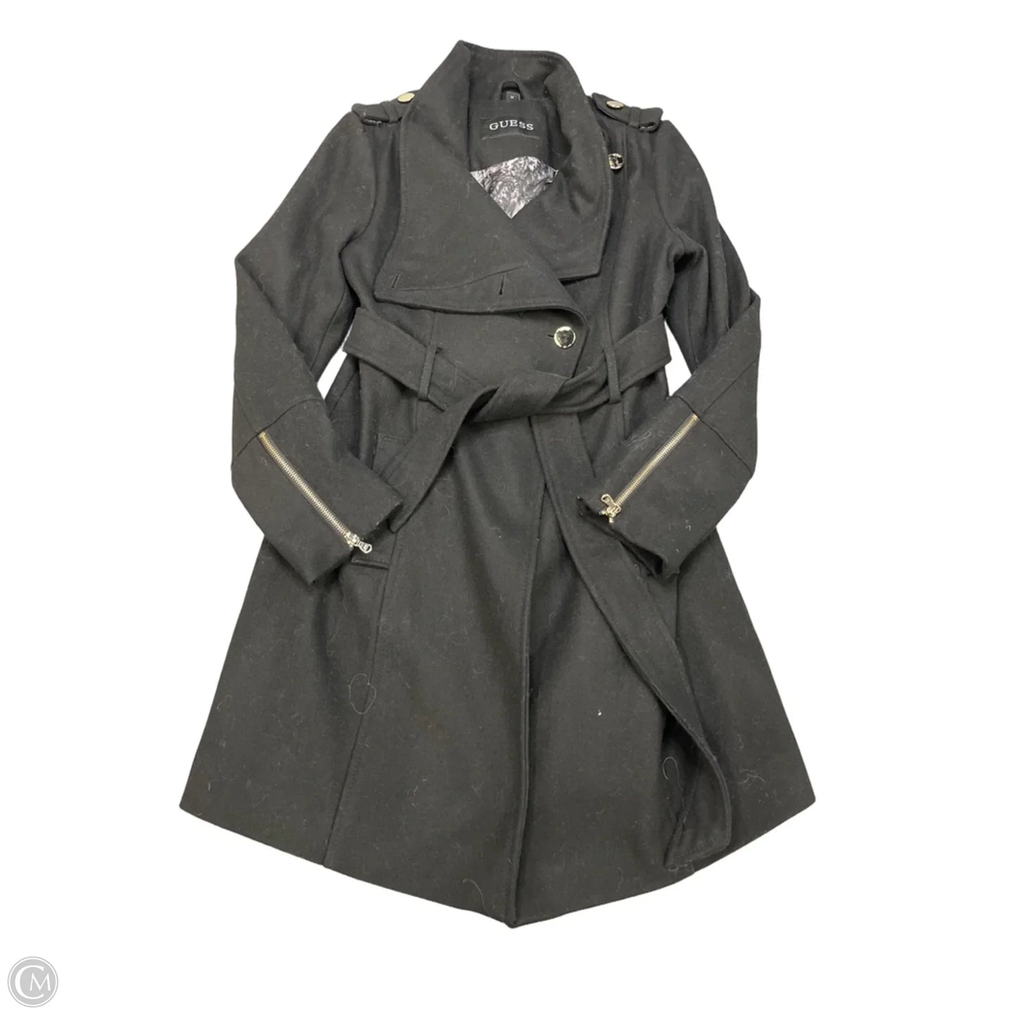 Coat Wool By Guess In Black, Size: M