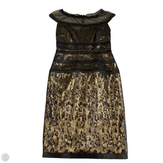 Dress Designer By Tadashi Shoji In Black & Gold, Size: S