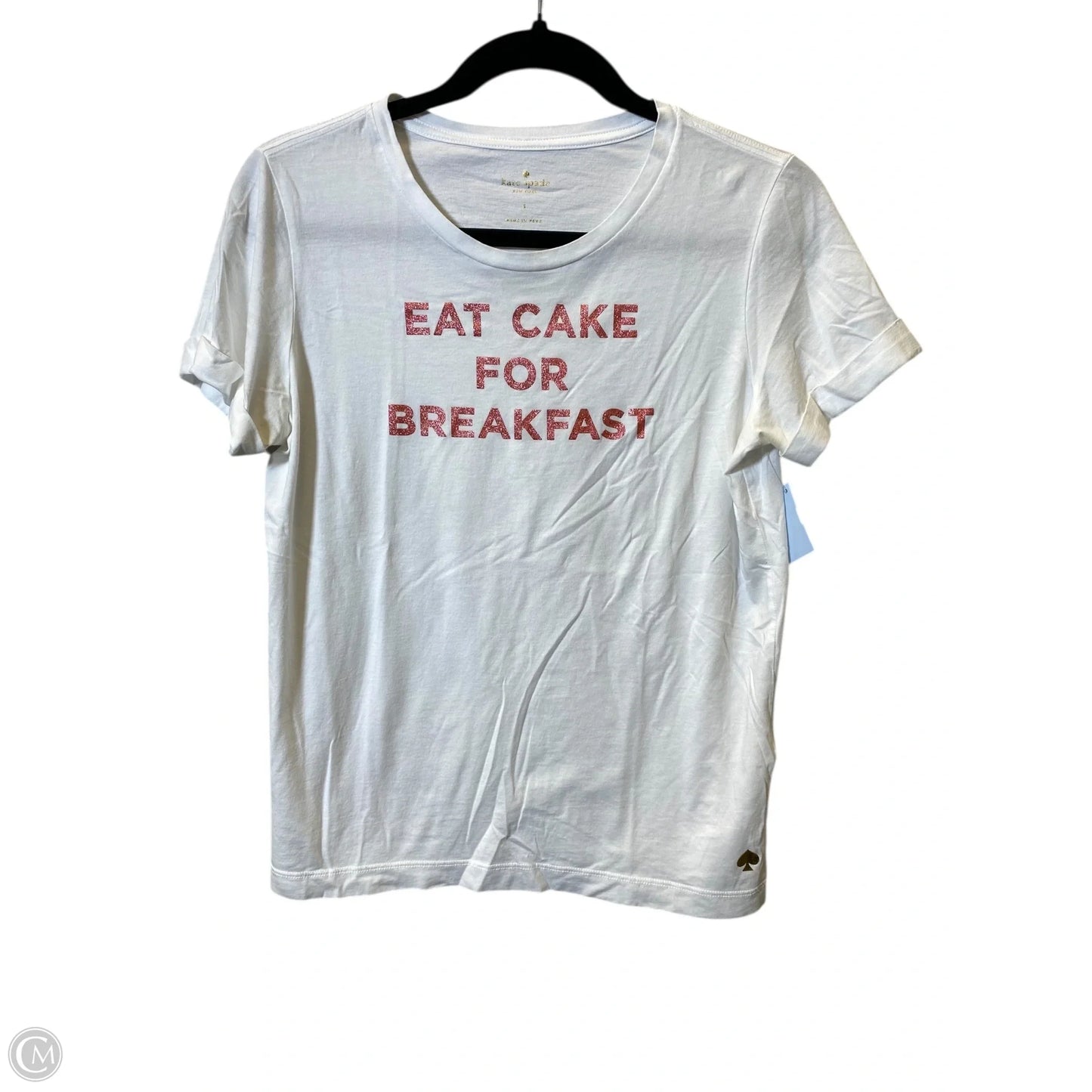 Top Short Sleeve Designer By Kate Spade In White, Size: S