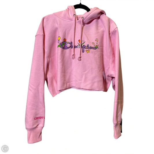 Sweatshirt Hoodie By Champion In Pink, Size: L