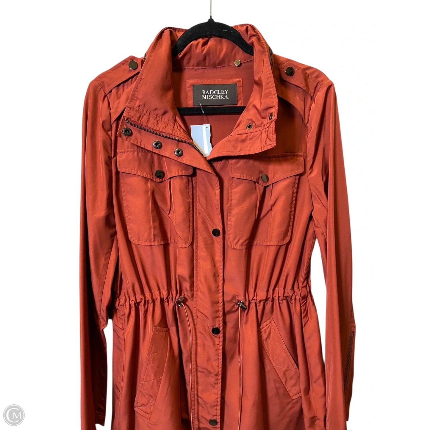 Jacket Windbreaker By Badgley Mischka In Orange, Size: M
