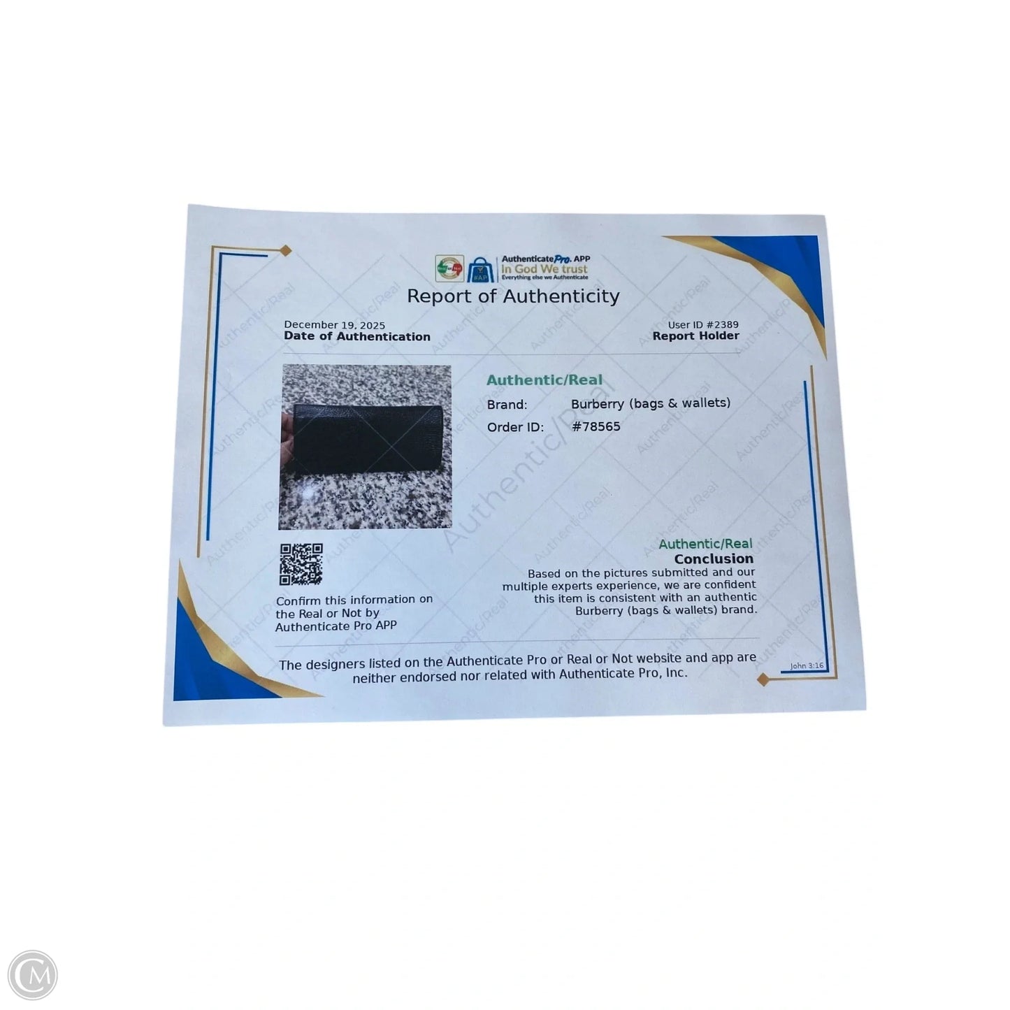 Wallet Luxury Designer By Burberry, Size: Medium