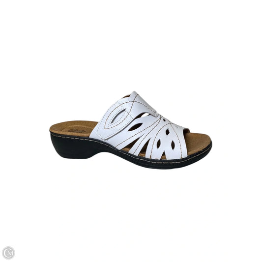 Sandals Heels Wedge By Clarks In White, Size: 8