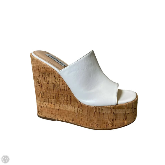 Sandals Heels Wedge By Steve Madden In White, Size: 8.5