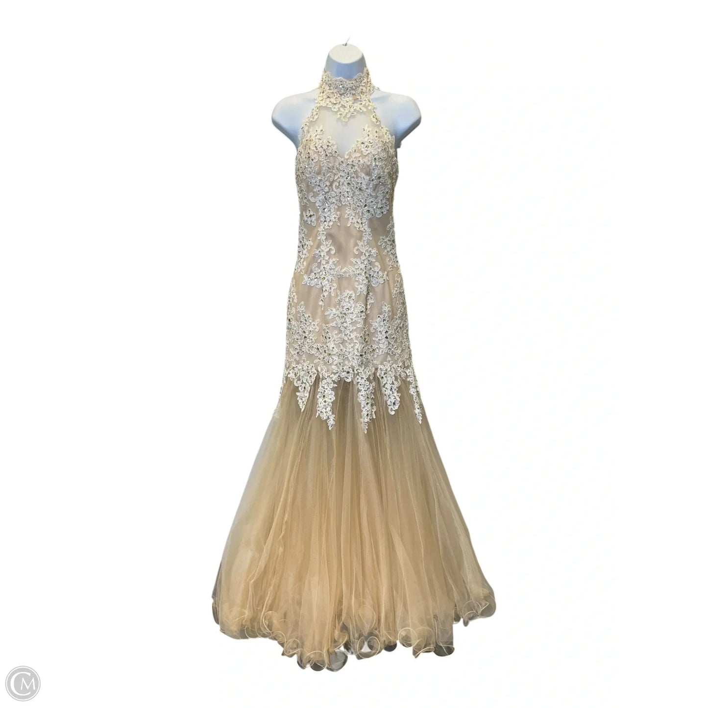 Dress Party Long By Clothes Mentor In Tan, Size: 4