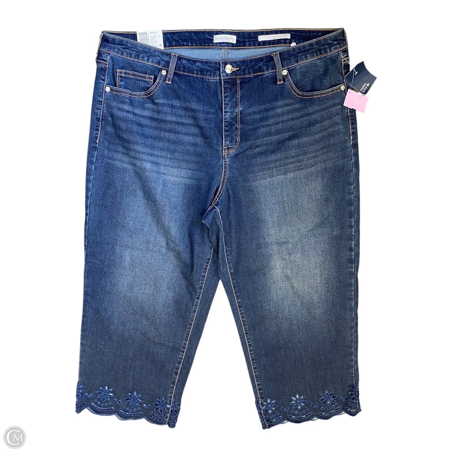 Jeans Cropped By Crown And Ivy In Blue Denim, Size: 18