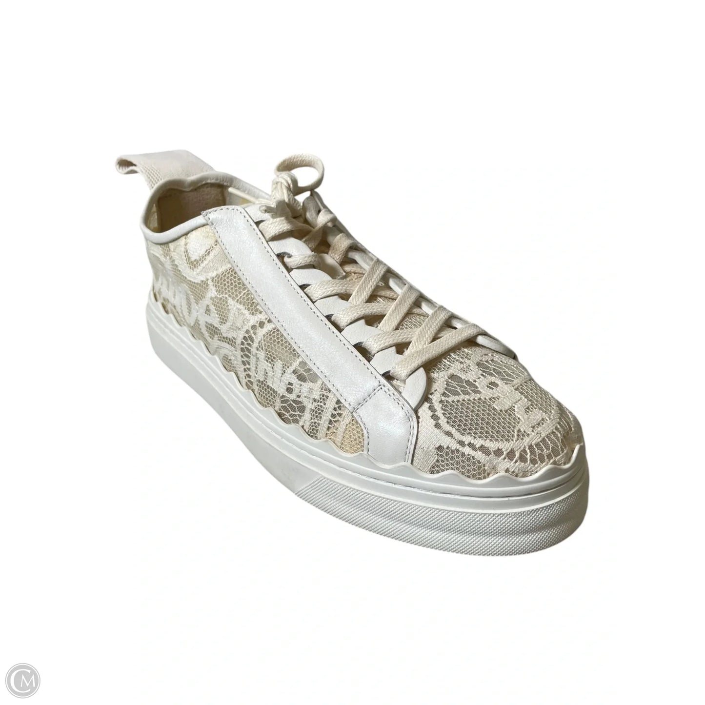 Shoes Luxury Designer By Chloe In Cream, Size: 7.5