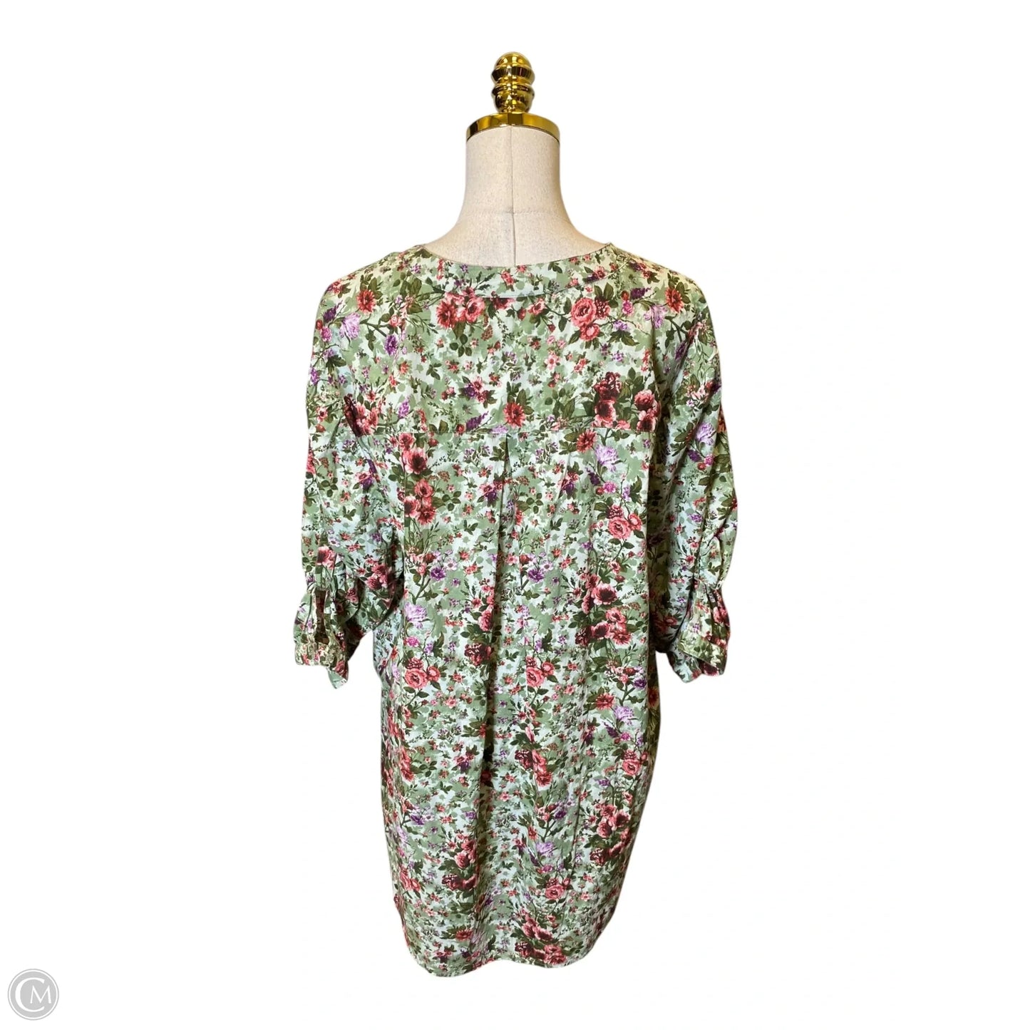 Top 3/4 Sleeve By Denim 24/7 In Floral Print, Size: 22
