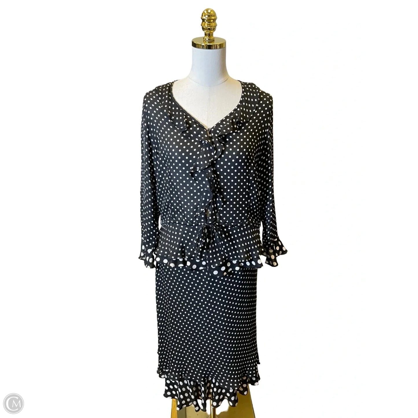 Top 3/4 Sleeve By Clothes Mentor In Polkadot Pattern, Size: 10