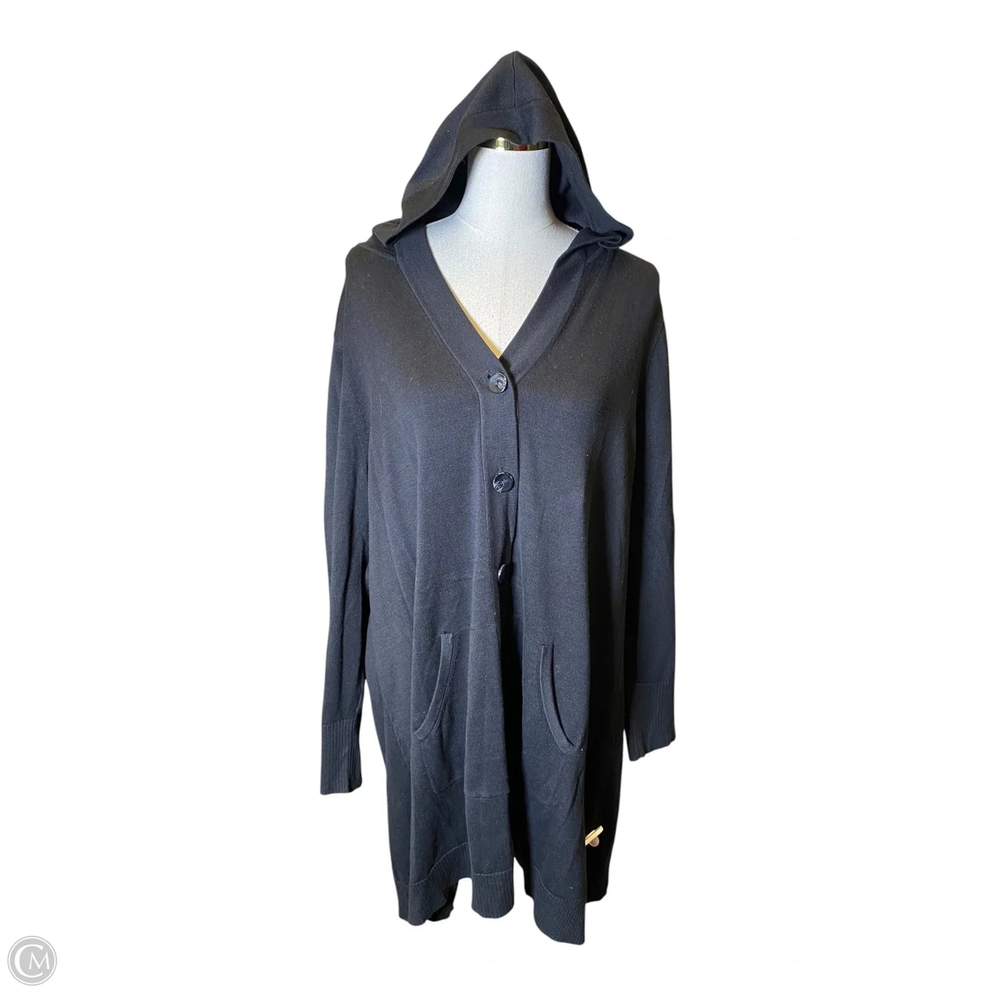 Sweater Cardigan By Isaac Mizrahi In Black, Size: 2x