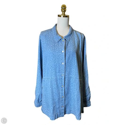 Blouse Long Sleeve By Soft Surroundings In Blue Denim, Size: 2x