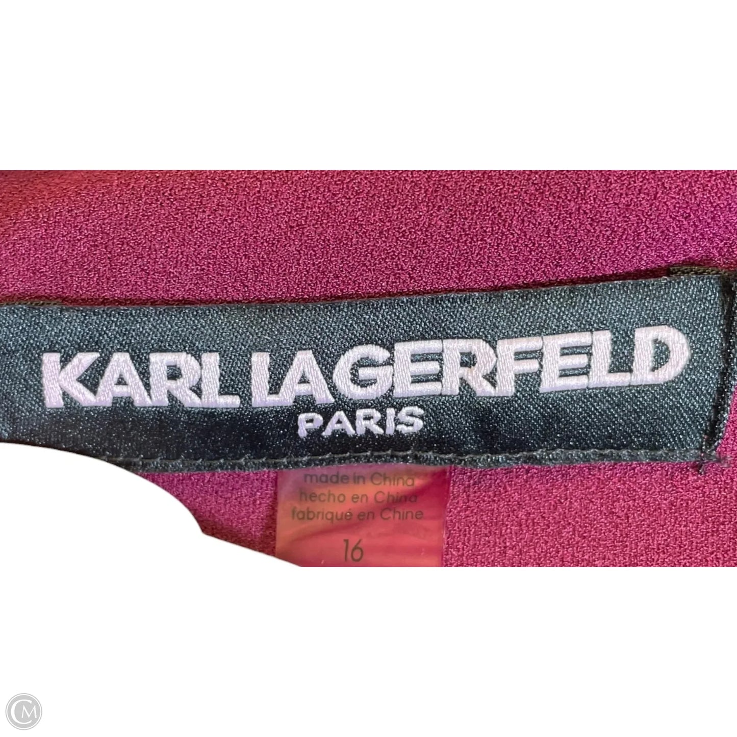 Dress Designer By Karl Lagerfeld In Maroon, Size: 16