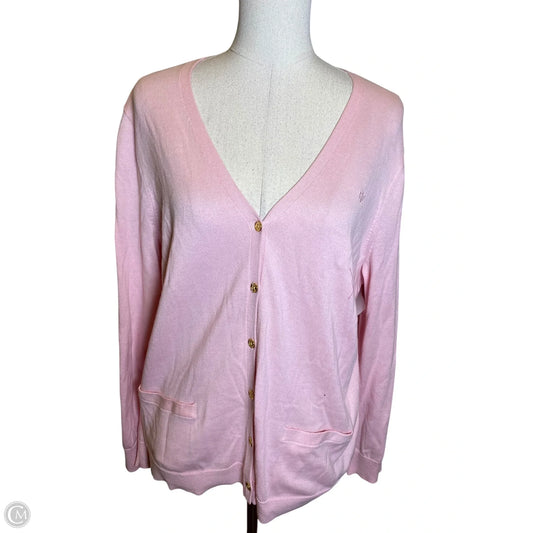 Sweater Cardigan By Lauren By Ralph Lauren In Pink, Size: 2x