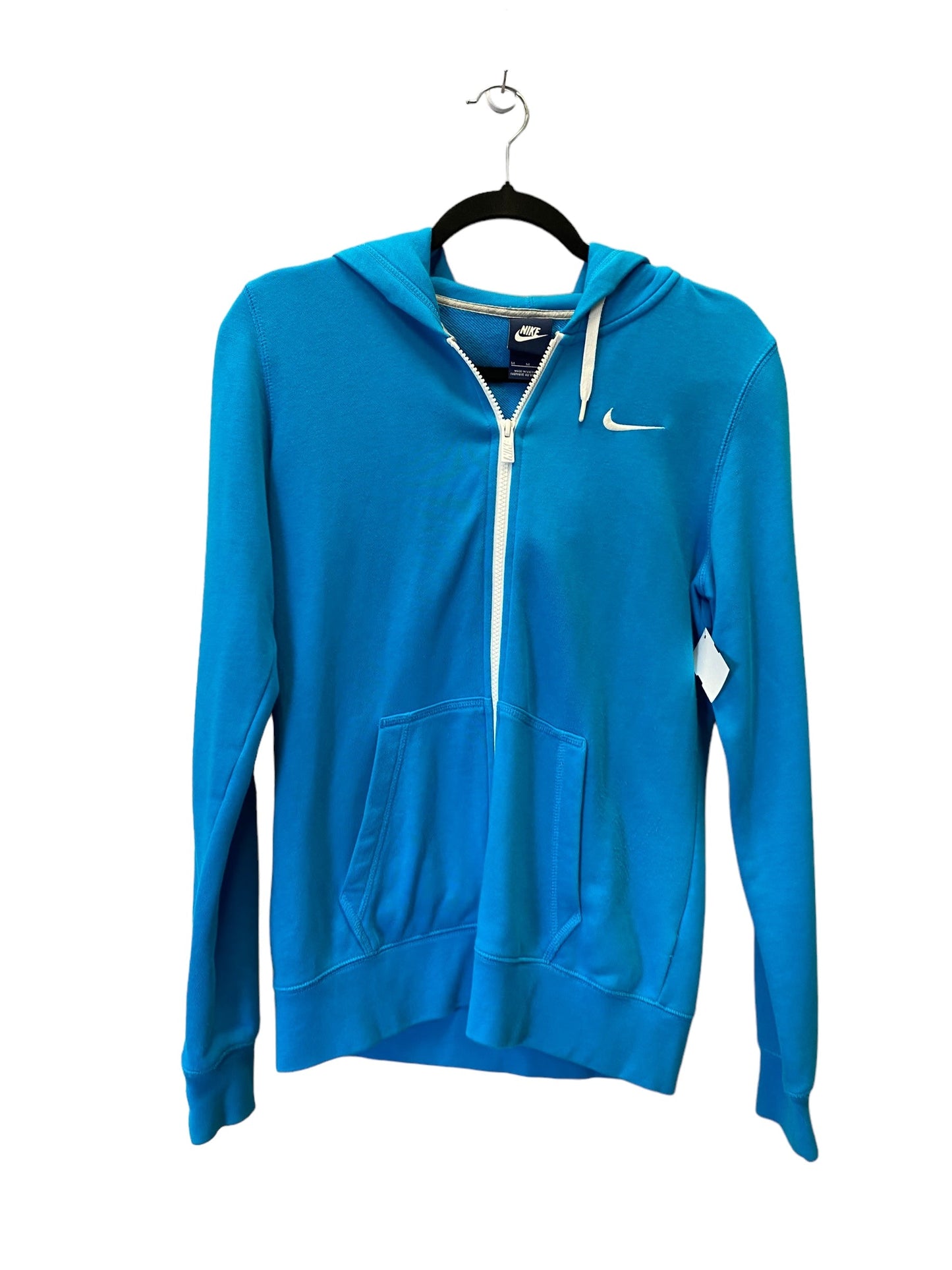 Athletic Top Long Sleeve Hoodie By Nike In Blue, Size: M