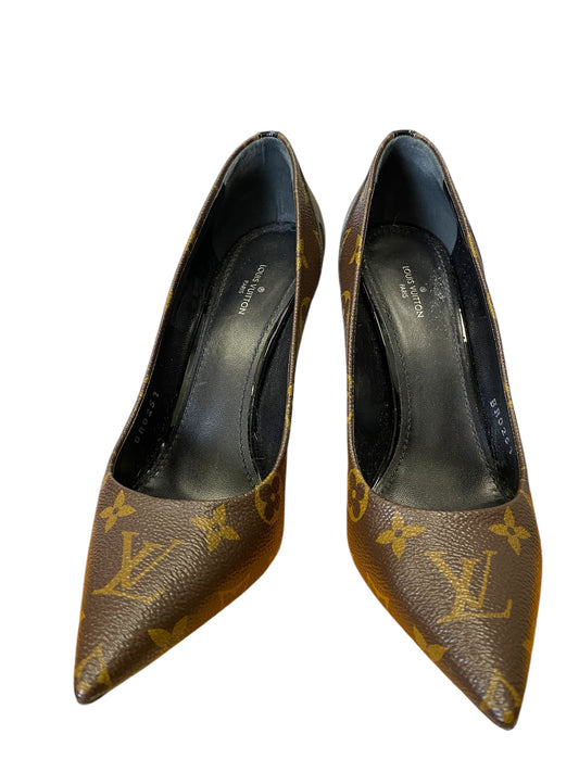 Shoes Luxury Designer By Louis Vuitton In Black & Brown, Size: 7.5