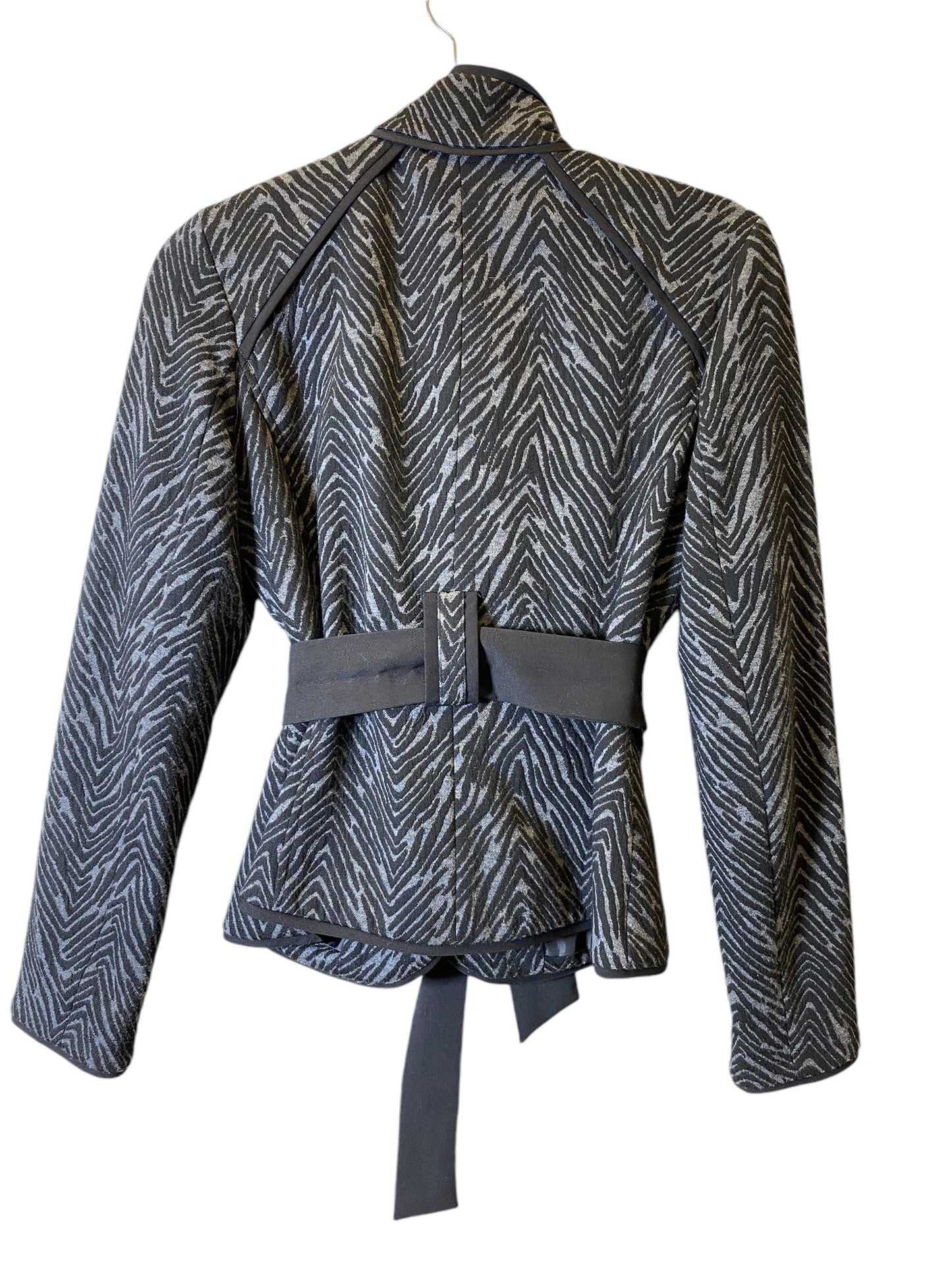 Jacket Designer By Sandro In Black & Grey, Size: S