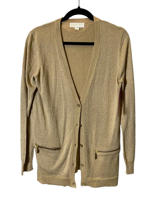 Cardigan Designer By Michael Kors In Gold, Size: M