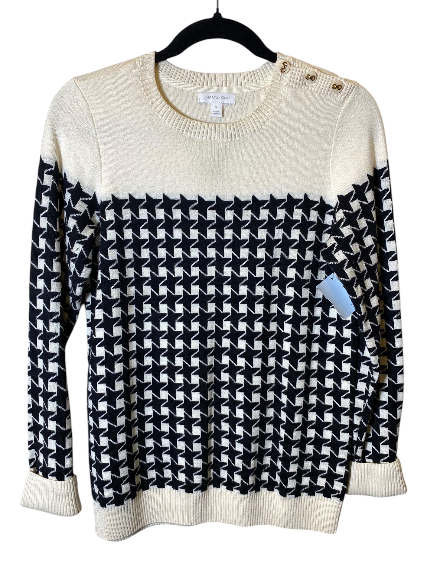 Sweater By Charter Club In Black & Cream, Size: S