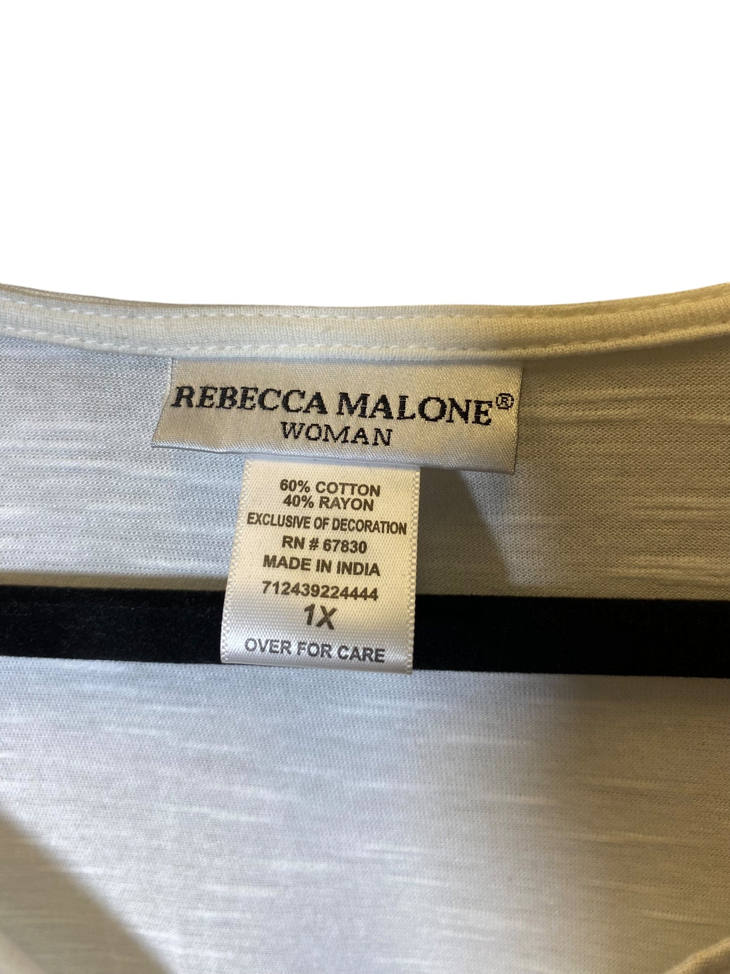 Top Sleeveless By Rebecca Malone In White, Size: 1x