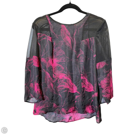 Top 3/4 Sleeve Designer By Milly In Black & Pink, Size: 10