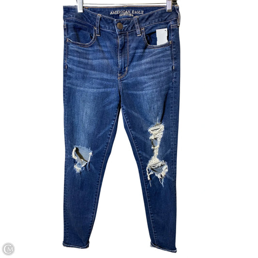Jeans Skinny By American Eagle In Blue Denim, Size: 8